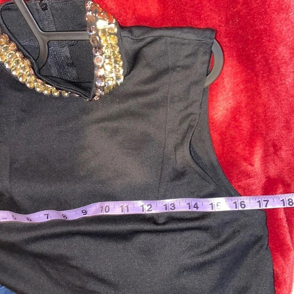 H&M black rhinestone neck detail  tunic Mini dress Sz S - Picture 5 of 11